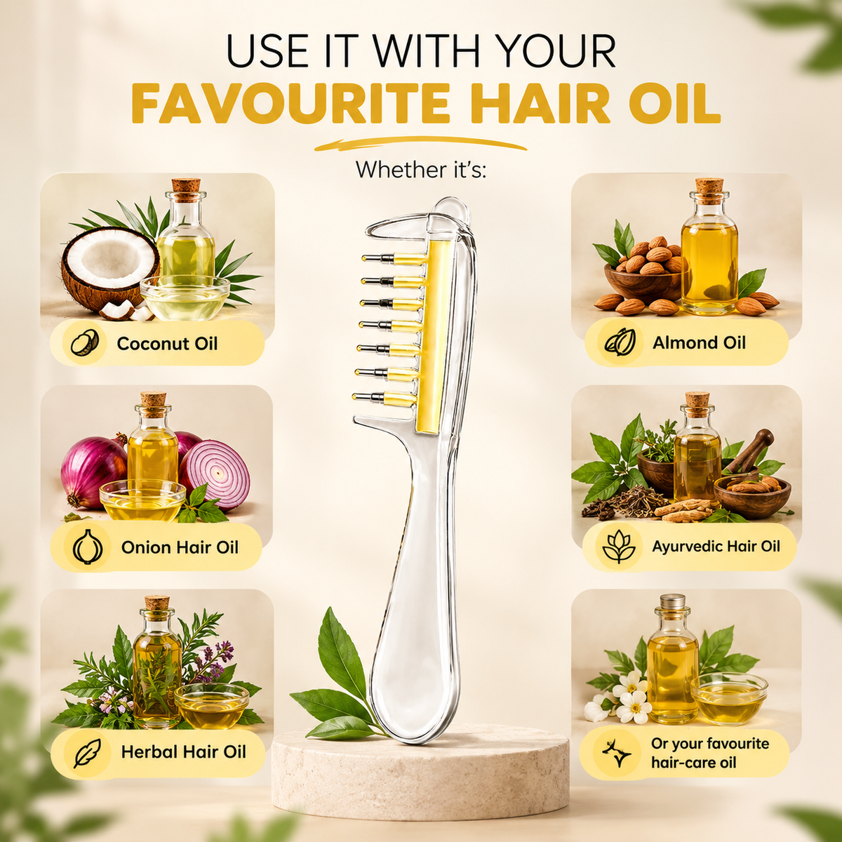 ScalpGlide™ | Oil Applicator & Massage Comb.