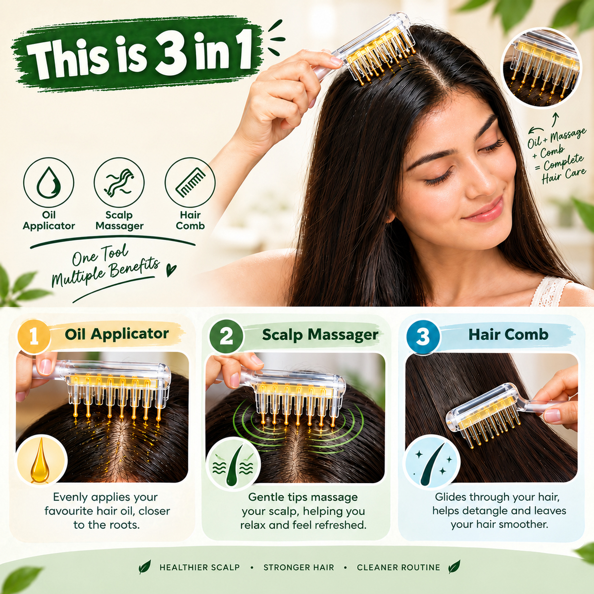 ScalpGlide™ | Oil Applicator & Massage Comb.