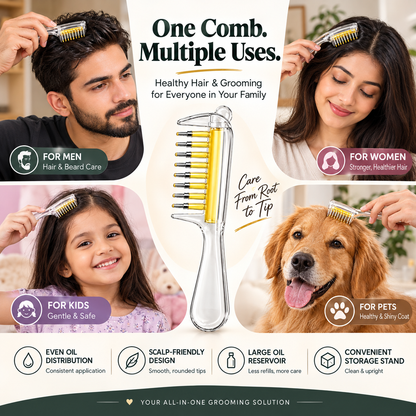 ScalpGlide™ | Oil Applicator & Massage Comb.